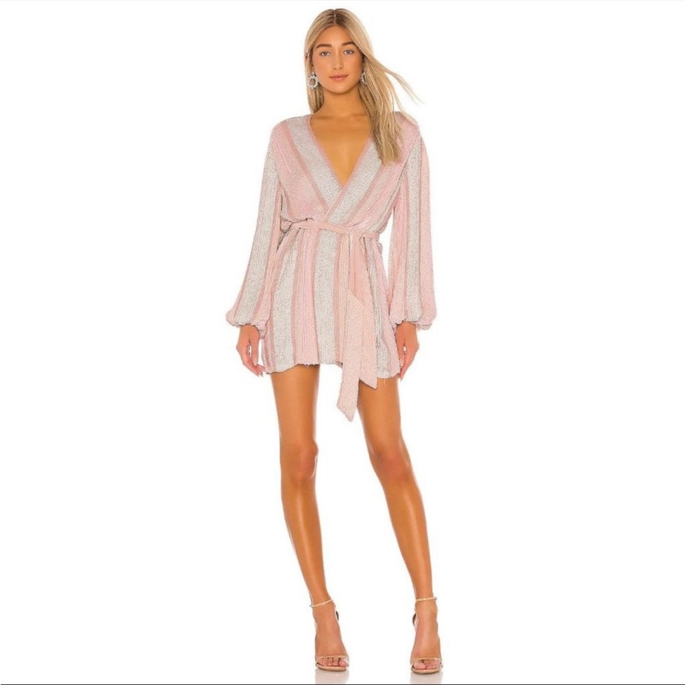 Retrofete Gabrielle Robe Dress, Pink & White sequin, NWT, SMALL